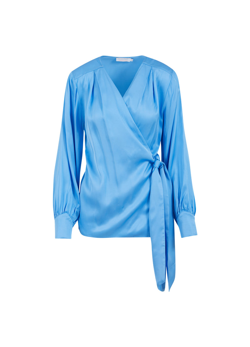 Coster Copenhagen BLUSE M. SLÅ-OM EFFEKT Shirt/Blouse Sporty blue - 520