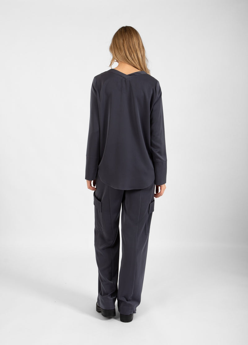 Coster Copenhagen  BLUSE MED V-UDSKÆRING Shirt/Blouse Dark grey - 158