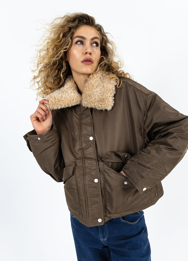 Coster Copenhagen BOMBERJAKKE MED PELSKRAVE Outerwear Brown - 358