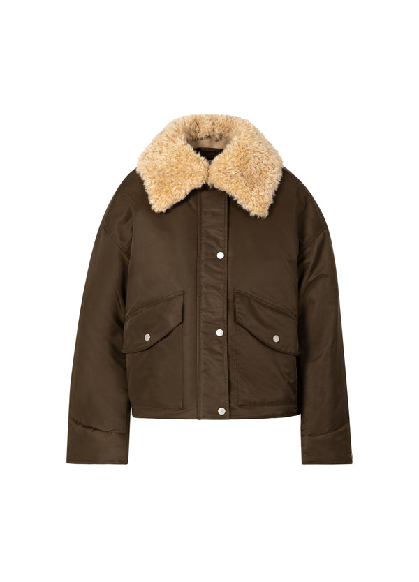 Coster Copenhagen BOMBERJAKKE MED PELSKRAVE Outerwear Brown - 358
