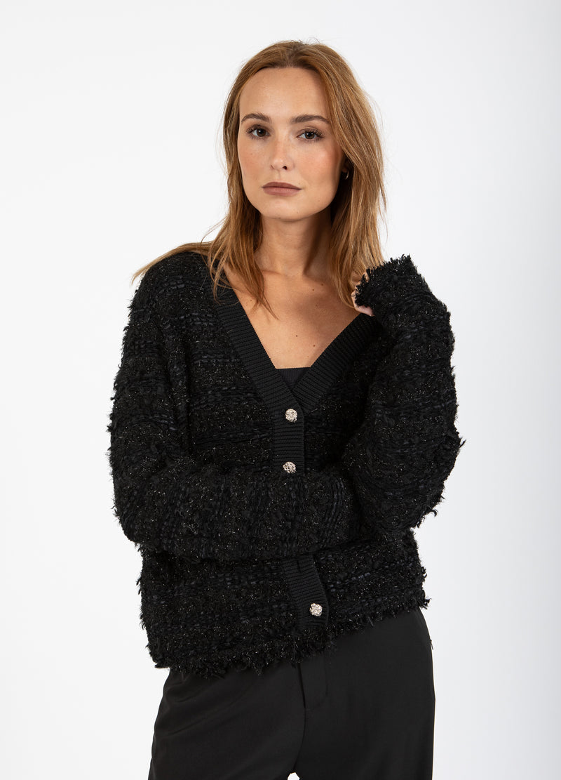 Coster Copenhagen BOUCLE STRIK CARDIGAN Knitwear Black - 100