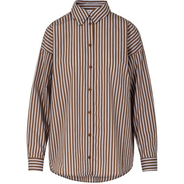 Coster Copenhagen BOXY KLASSISK SKJORTE Shirt/Blouse Brown/Blue stripes - 336