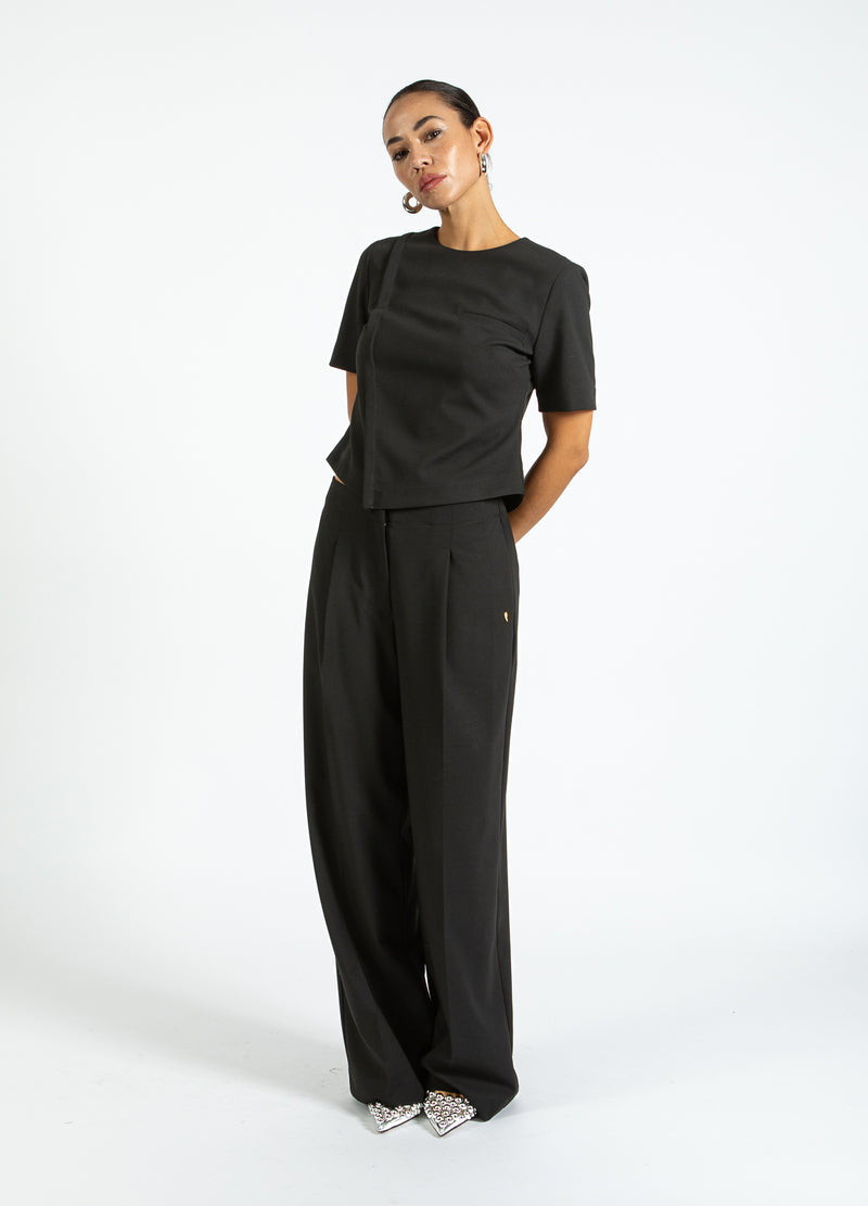 Coster Copenhagen BREDE BUKSER - SILLE FIT Pants Black - 100