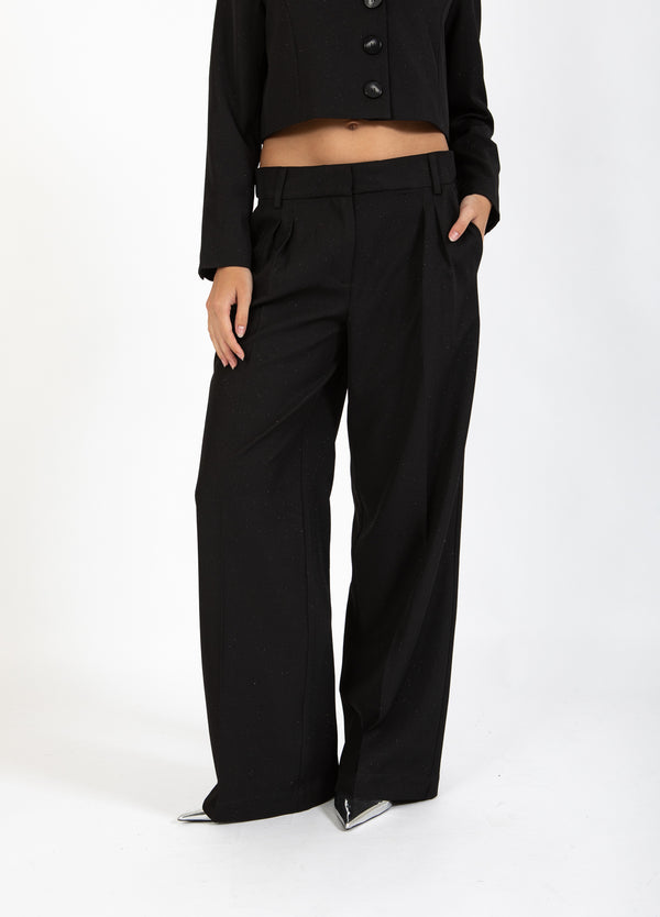 Coster Copenhagen BRED GLIMMERBUKSER - PETRA FIT Pants Black - 100