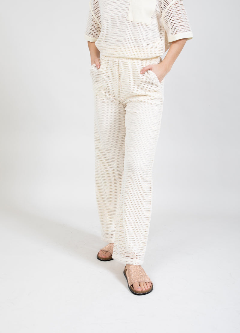 Coster Copenhagen BUKSER I MESH - SILLE PASFORM Pants Creme - 241