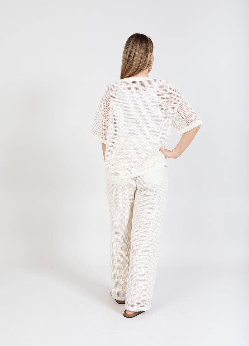 Coster Copenhagen BUKSER I MESH - SILLE PASFORM Pants Creme - 241