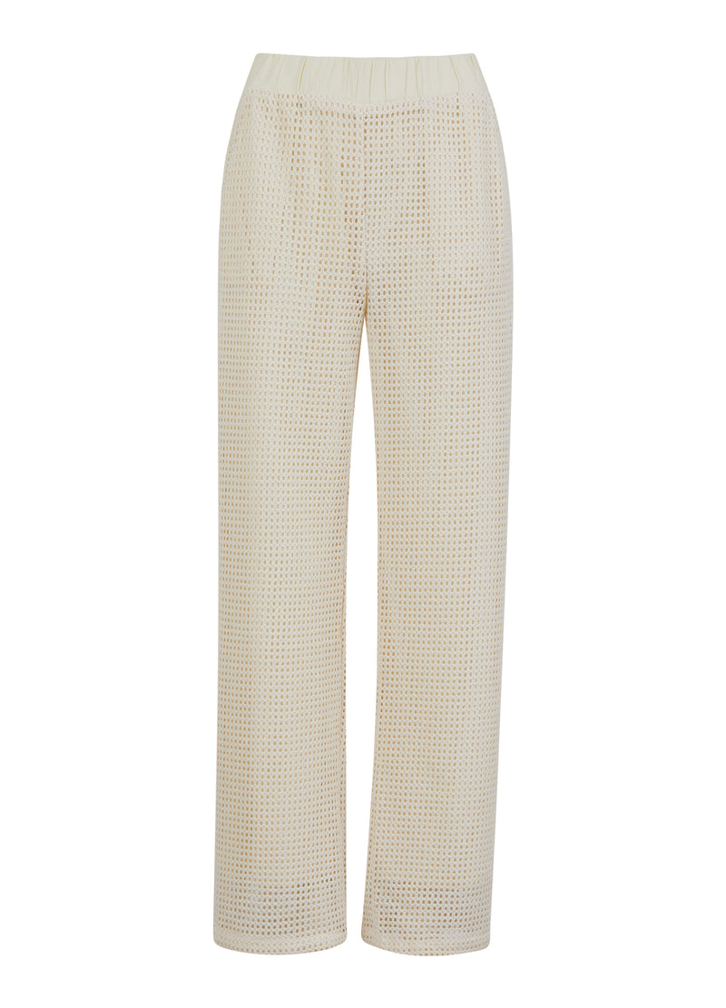 Coster Copenhagen BUKSER I MESH - SILLE PASFORM Pants Creme - 241