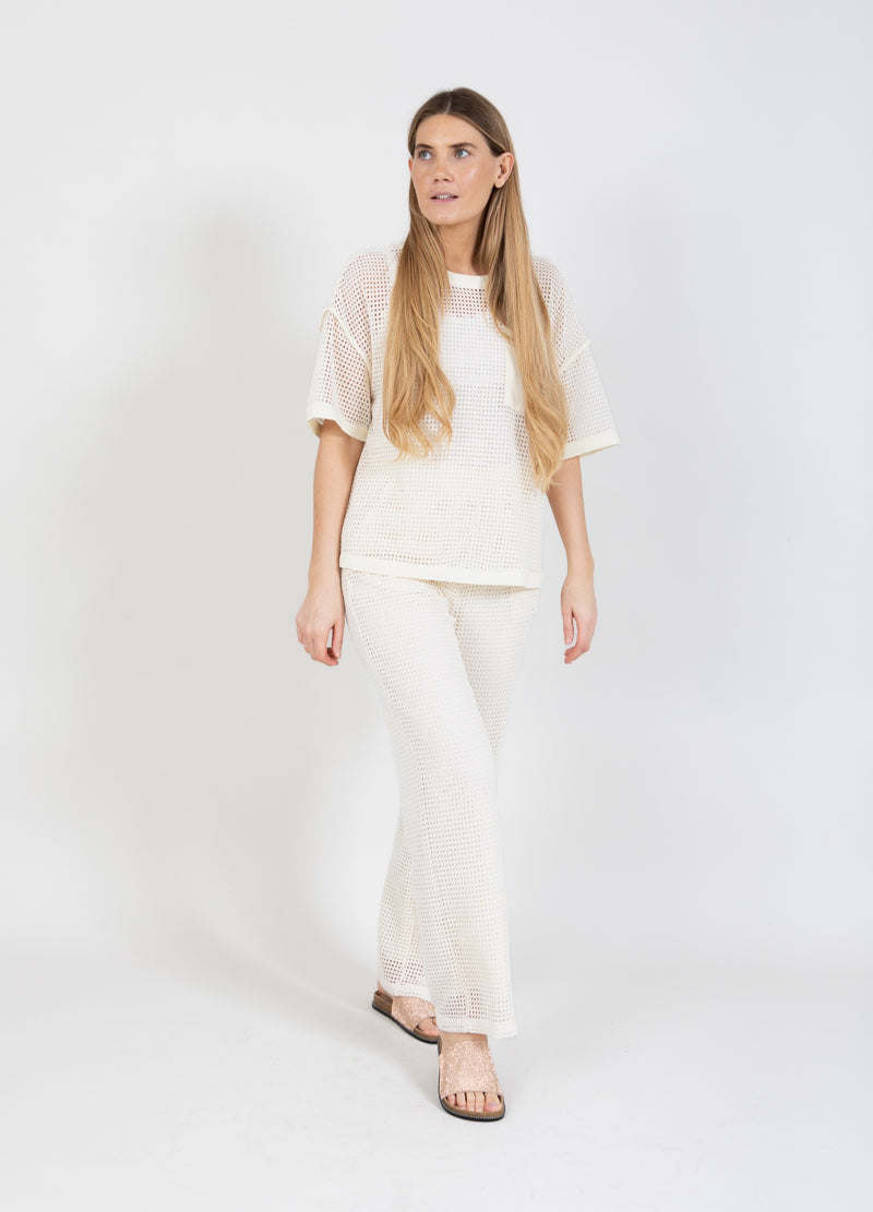 Coster Copenhagen BUKSER I MESH - SILLE PASFORM Pants Creme - 241