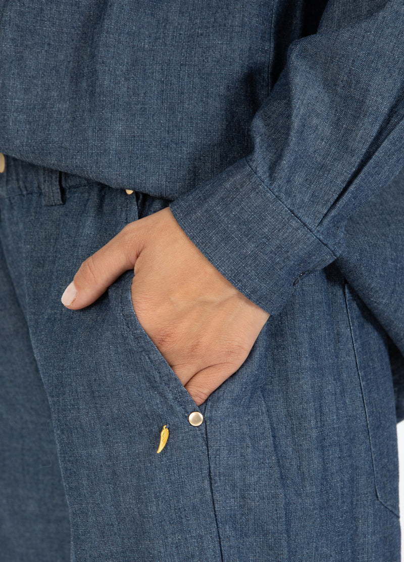 Coster Copenhagen BUKSER MED ELASTISK TALJE - SILLE FIT Pants Medium blue denim - 545