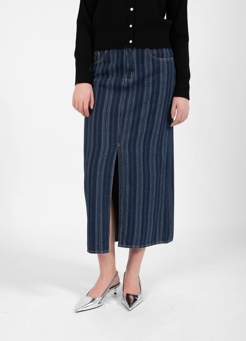 CC Heart CC HEART ALAIA LANG NEDERDEL Skirt Dark blue stripe denim - 512