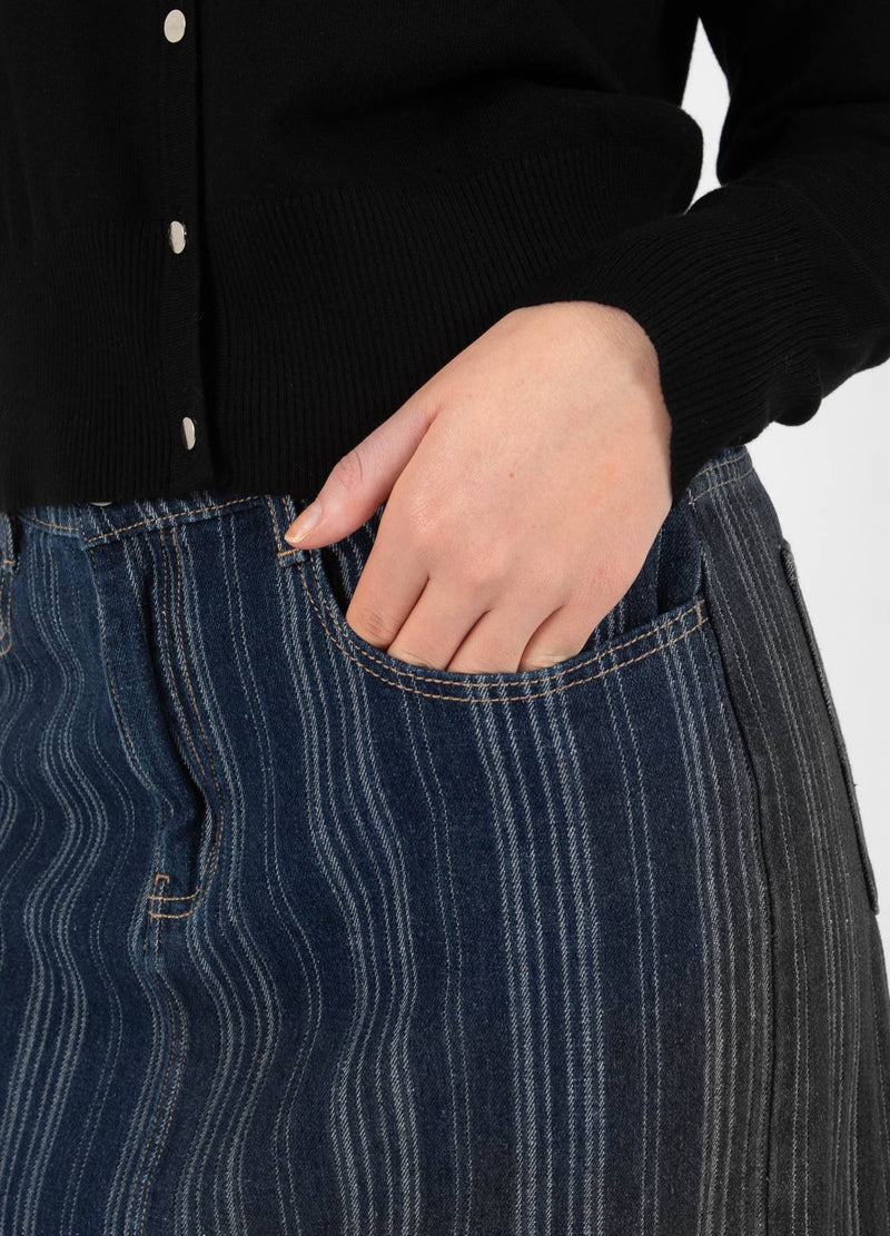 CC Heart CC HEART ALAIA LANG NEDERDEL Skirt Dark blue stripe denim - 512