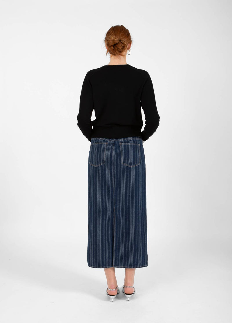 CC Heart CC HEART ALAIA LANG NEDERDEL Skirt Dark blue stripe denim - 512