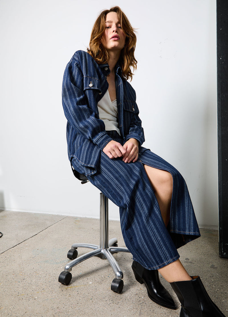 CC Heart CC HEART ALAIA LANG NEDERDEL Skirt Dark blue stripe denim - 512