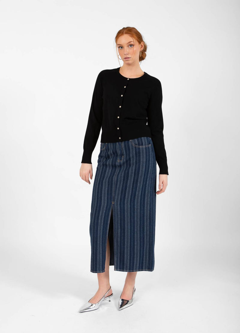 CC Heart CC HEART ALAIA LANG NEDERDEL Skirt Dark blue stripe denim - 512