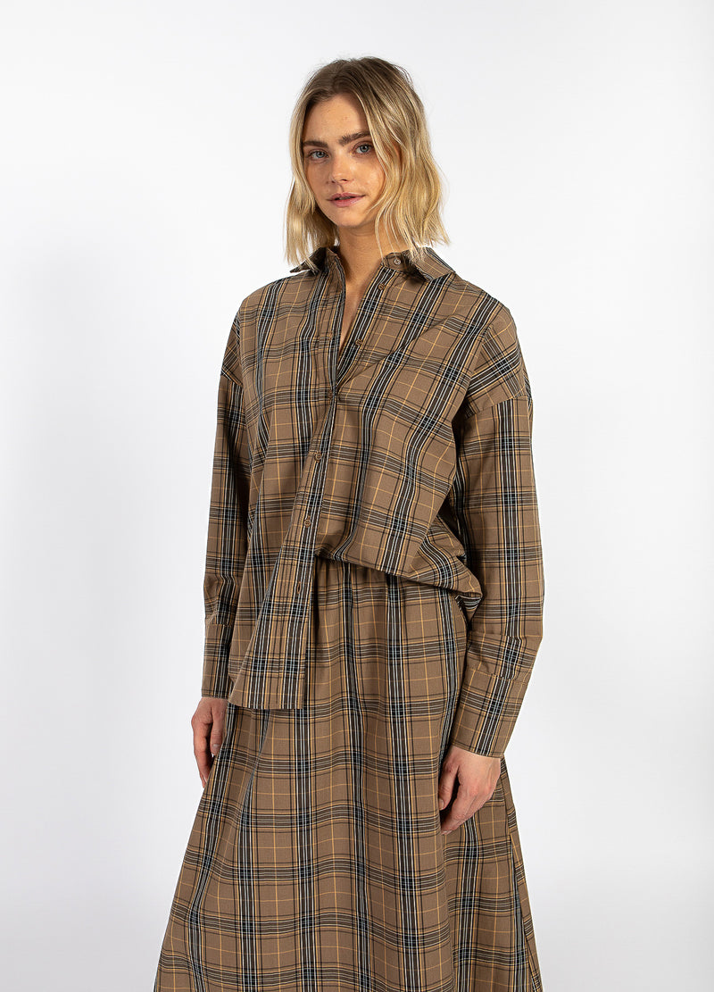 CC Heart CC HEART ALIA LØS SKJORTE Shirt/Blouse Golden brown check - 793