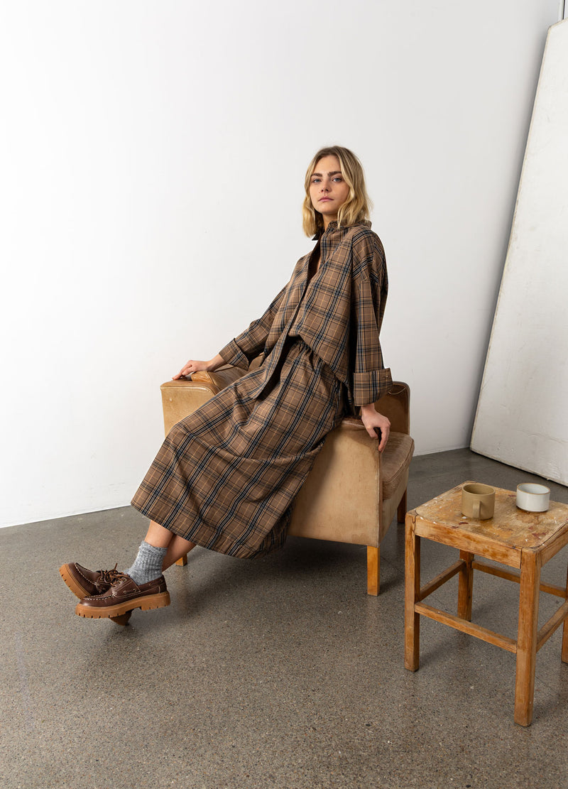 CC Heart CC HEART ALIA LØS SKJORTE Shirt/Blouse Golden brown check - 793