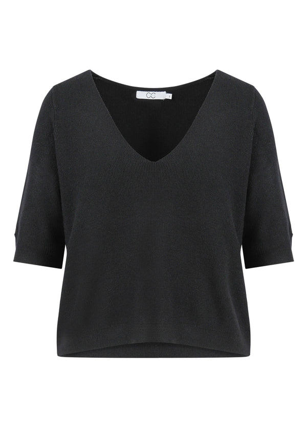 CC Heart CC HEART ALMA BLØD KORTÆRMET STRIK Knitwear Black - 100