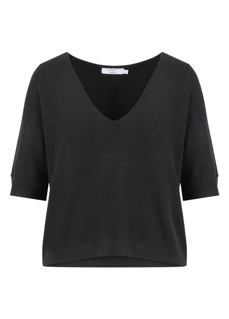 CC Heart CC HEART ALMA BLØD KORTÆRMET STRIK Knitwear Black - 100