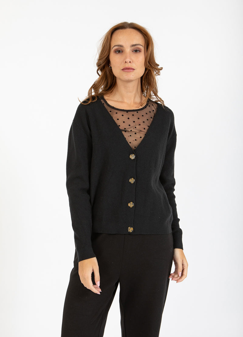 CC Heart CC HEART ALMA BLØD STRIK CARDIGAN Knitwear Black - 100