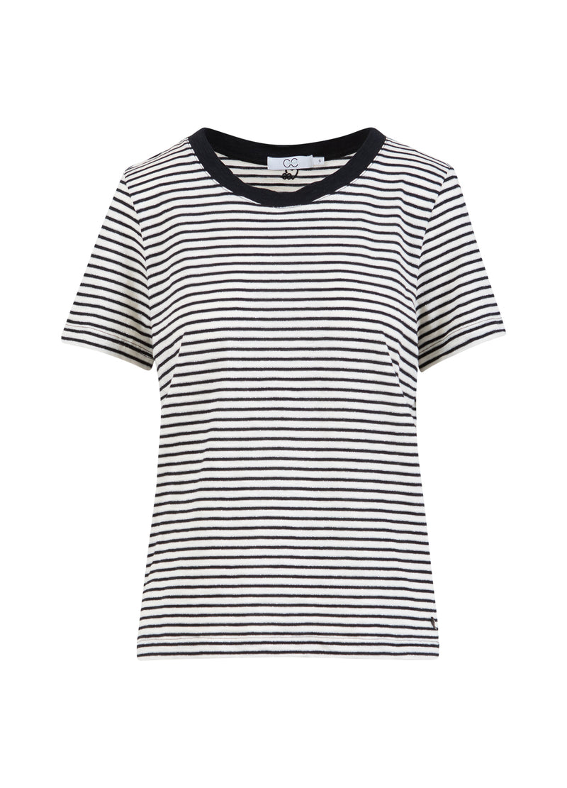 CC Heart CC HEART ANA STRIBET KORTÆRMET T-SHIRT - MELLEM ÆRME T-Shirt Cream/black/silver lurex - 287