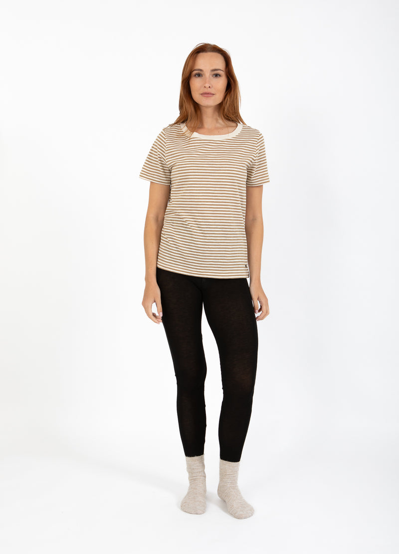 CC Heart CC HEART ANA STRIBET KORTÆRMET T-SHIRT - MELLEM ÆRME T-Shirt Cream/warm sand/gold lurex - 288