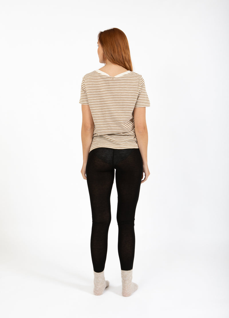 CC Heart CC HEART ANA STRIBET KORTÆRMET T-SHIRT - MELLEM ÆRME T-Shirt Cream/warm sand/gold lurex - 288