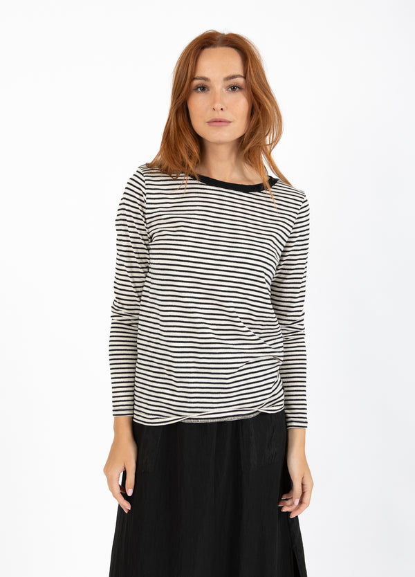 CC Heart CC HEART ANA STRIBET LANGÆRMET T-SHIRT T-Shirt Cream/black/silver lurex - 287