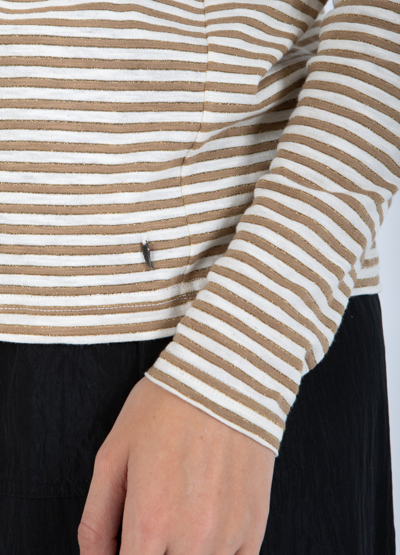 CC Heart CC HEART ANA STRIBET LANGÆRMET T-SHIRT T-Shirt Cream/warm sand/gold lurex - 288