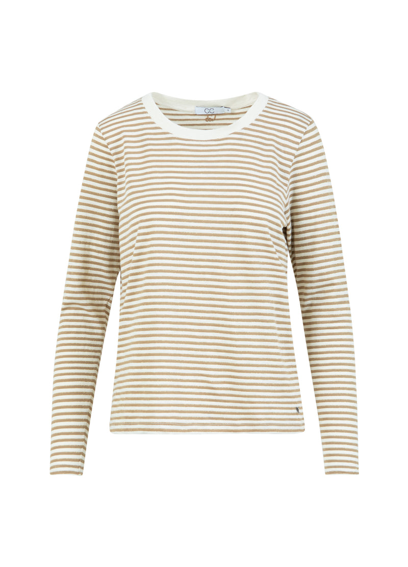CC Heart CC HEART ANA STRIBET LANGÆRMET T-SHIRT T-Shirt Cream/warm sand/gold lurex - 288