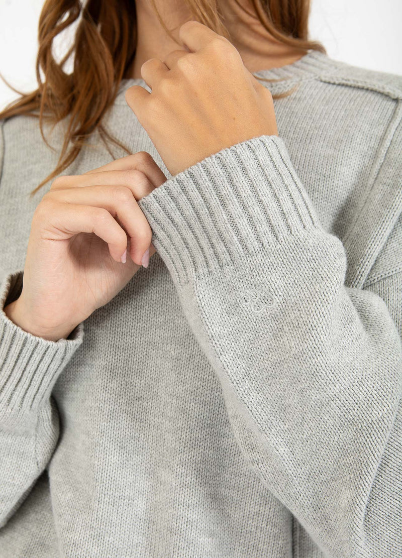 CC Heart CC HEART AVERY O-HALS SWEATER Knitwear Light grey melange - 129