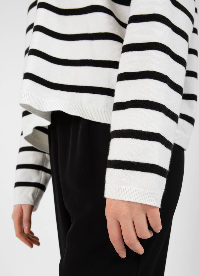 CC Heart CC HEART COLLINS STRIK ÅBEN RYG SWEATER Knitwear Offwhite/black stripe - 256