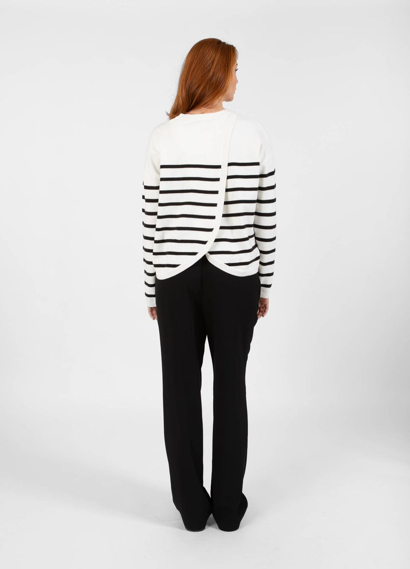 CC Heart CC HEART COLLINS STRIK ÅBEN RYG SWEATER Knitwear Offwhite/black stripe - 256