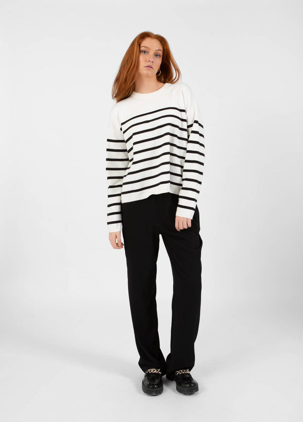 CC Heart CC HEART COLLINS STRIK ÅBEN RYG SWEATER Knitwear Offwhite/black stripe - 256
