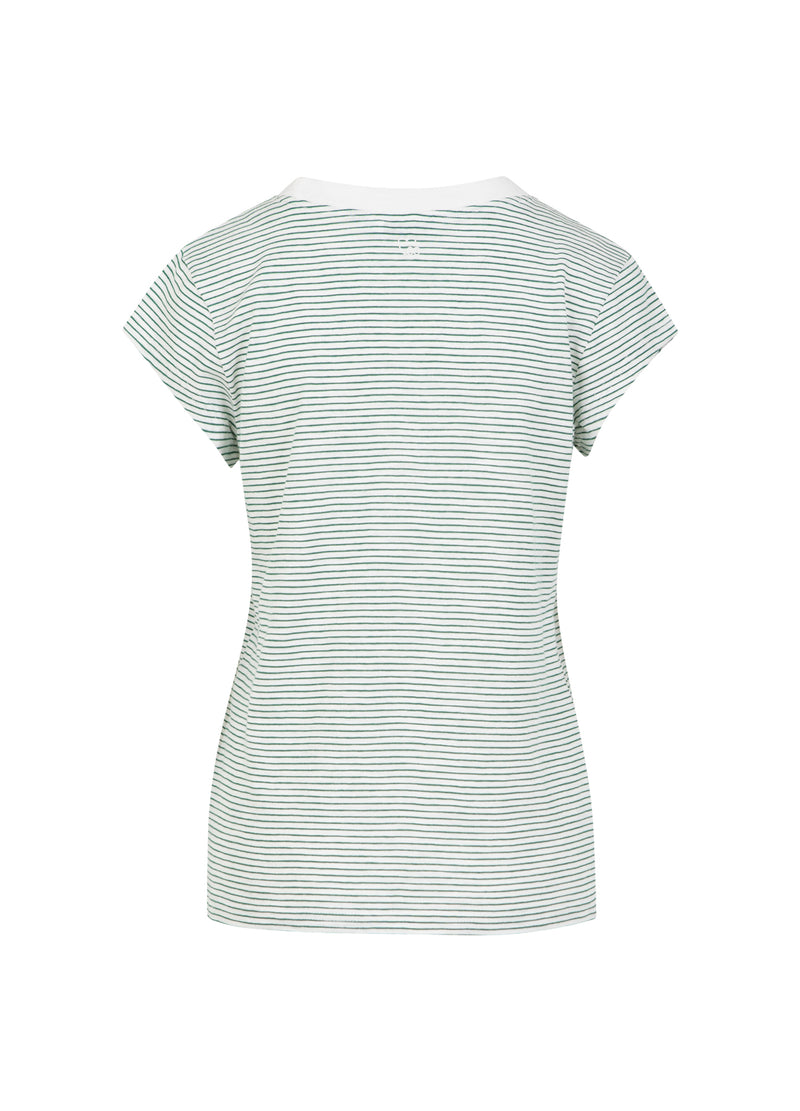 CC Heart CC HEART ELLEN STRIBET KORTÆRMET T-SHIRT T-Shirt Green stripe - 447