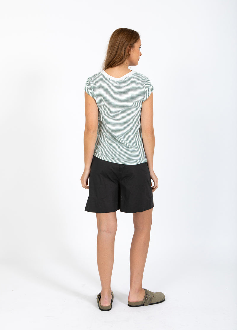 CC Heart CC HEART ELLEN STRIBET KORTÆRMET T-SHIRT T-Shirt Green stripe - 447