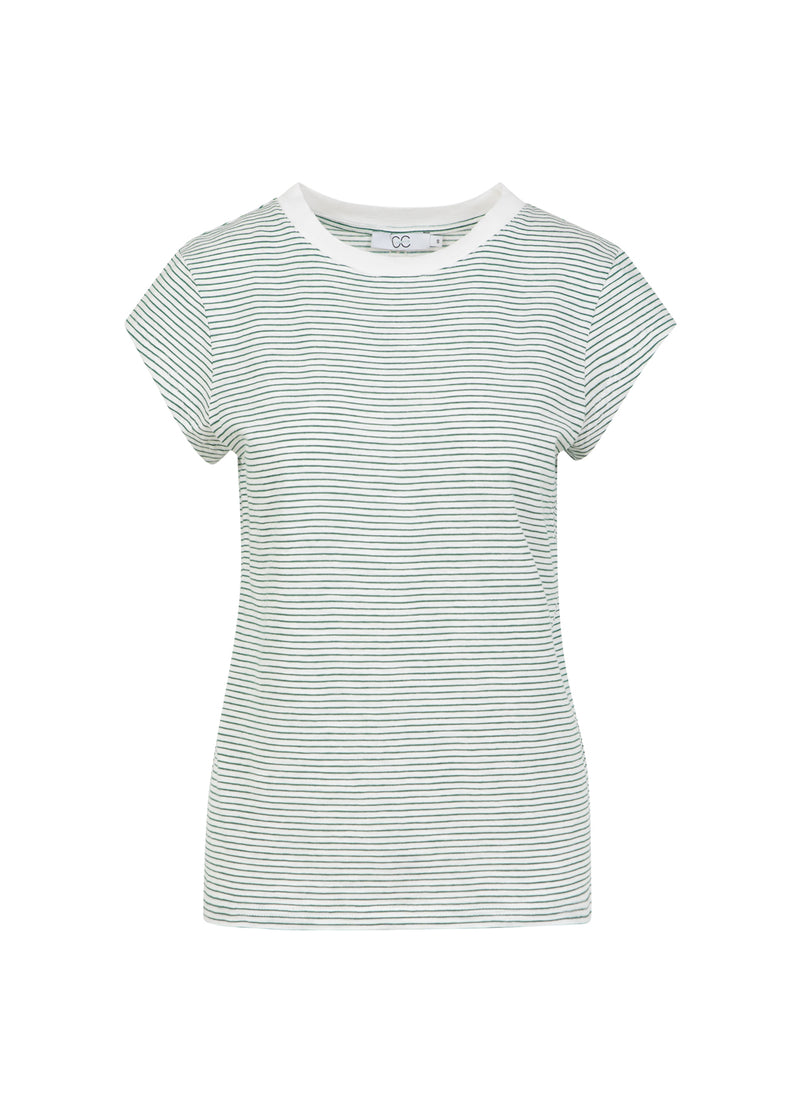 CC Heart CC HEART ELLEN STRIBET KORTÆRMET T-SHIRT T-Shirt Green stripe - 447