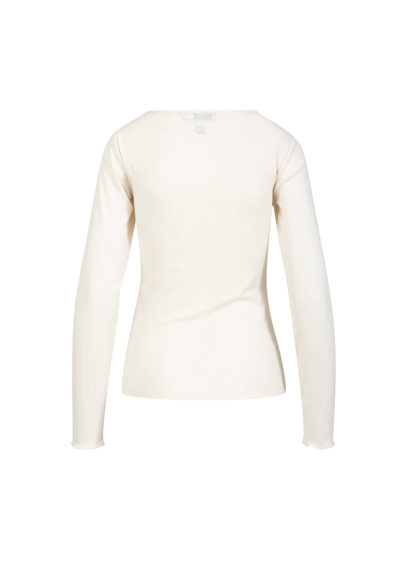 CC Heart CC HEART ELLE POINTELLE LANGÆRMET T-SHIRT Shirt/Blouse Creme - 241