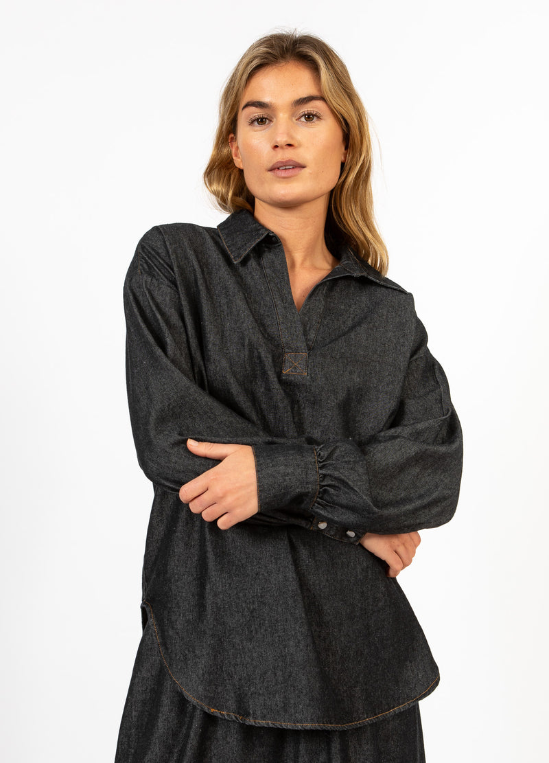 CC Heart CC HEART ELLIS DENIM TUNIKA SKJORTE Shirt/Blouse Black blue denim - 150