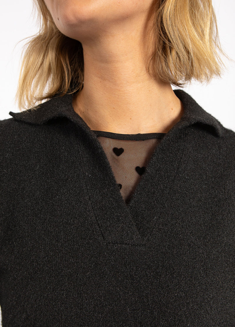 CC Heart CC HEART EMERIE STRIKKET POLO TOP Knitwear Black - 100