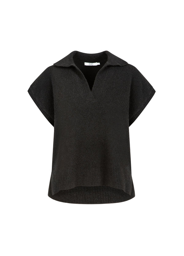 CC Heart CC HEART EMERIE STRIKKET POLO TOP Knitwear Black - 100