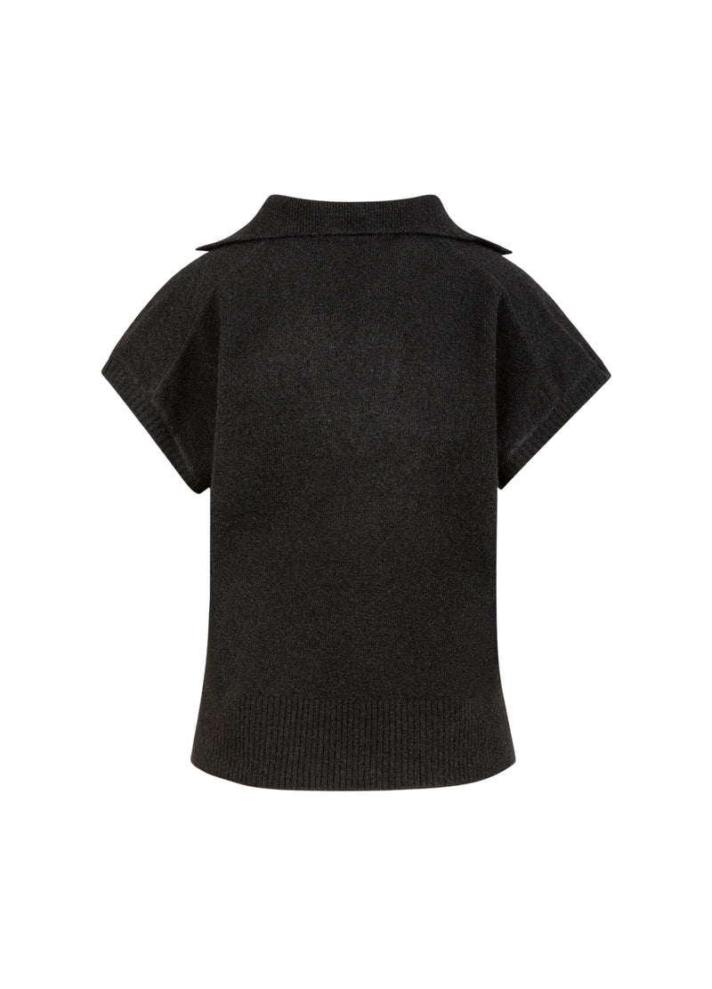 CC Heart CC HEART EMERIE STRIKKET POLO TOP Knitwear Black - 100