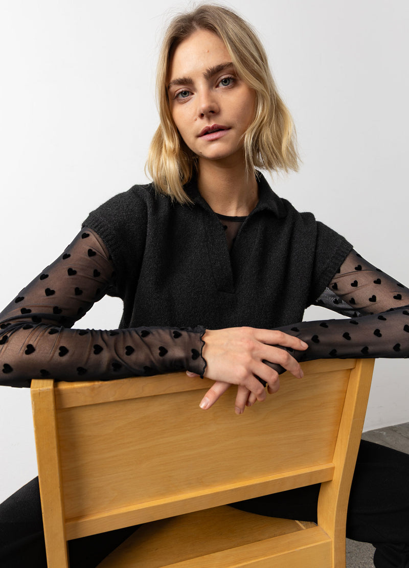 CC Heart CC HEART EMERIE STRIKKET POLO TOP Knitwear Black - 100
