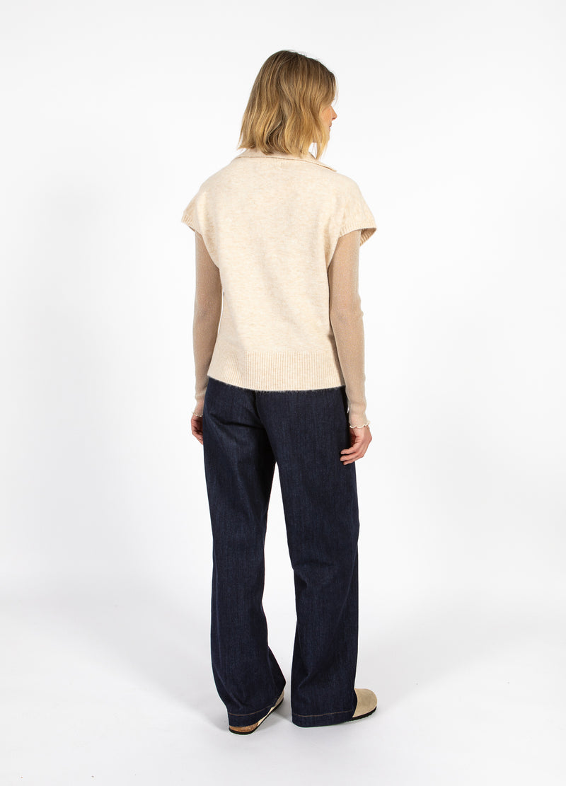 CC Heart CC HEART EMERIE STRIKKET POLO TOP Knitwear Off white melange - 267