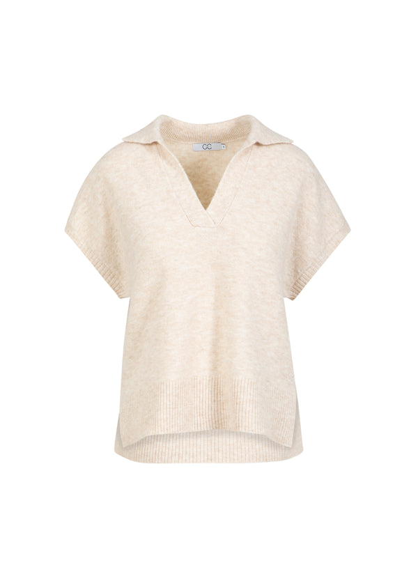 CC Heart CC HEART EMERIE STRIKKET POLO TOP Knitwear Off white melange - 267