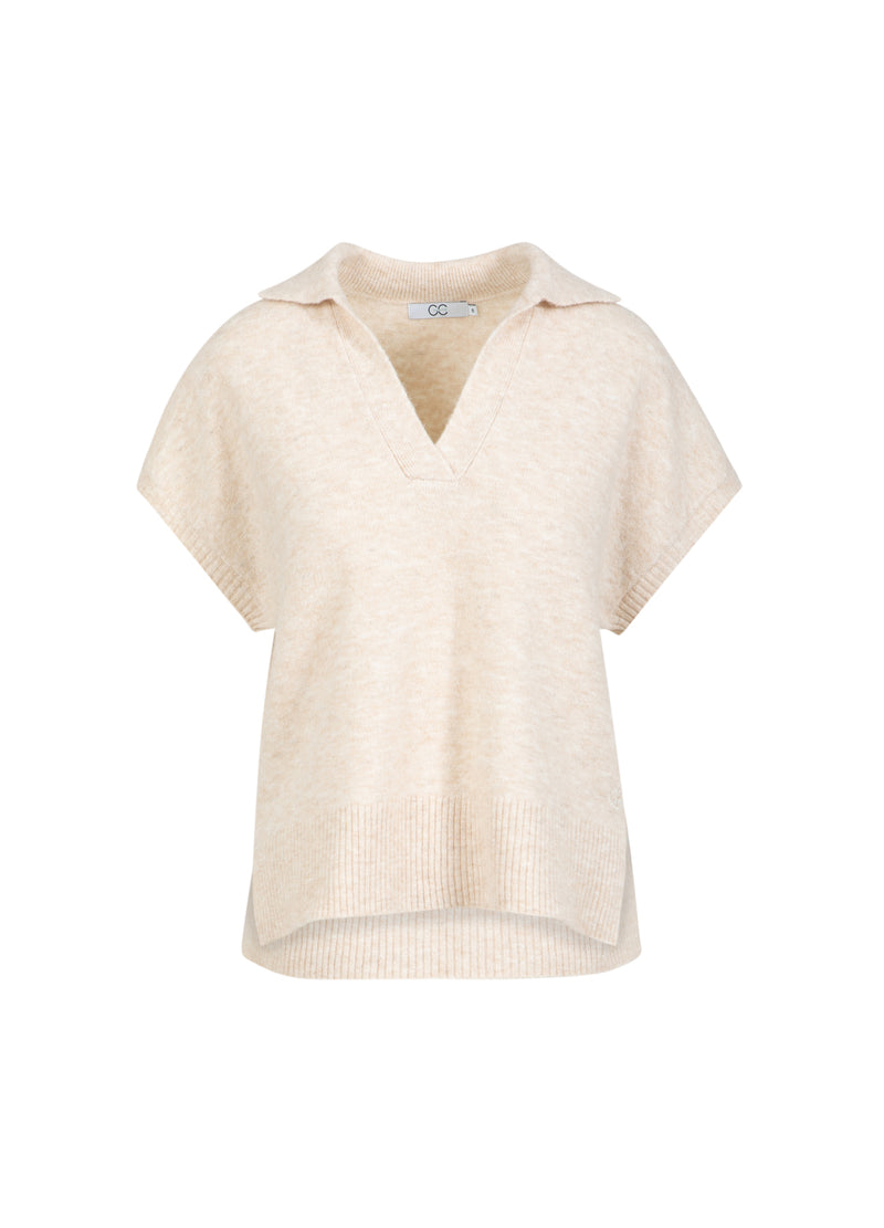 CC Heart CC HEART EMERIE STRIKKET POLO TOP Knitwear Off white melange - 267