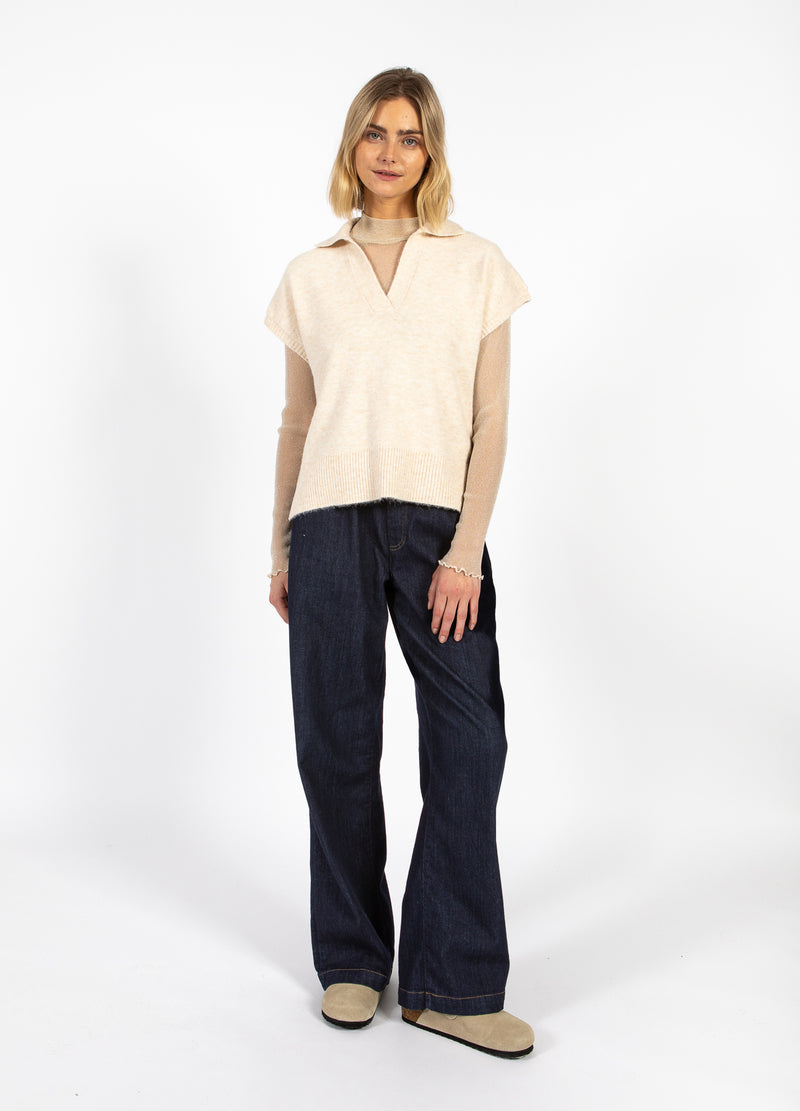 CC Heart CC HEART EMERIE STRIKKET POLO TOP Knitwear Off white melange - 267