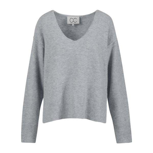 CC Heart CC HEART EMERIE V-HALS SWEATER Knitwear Light grey melange - 129