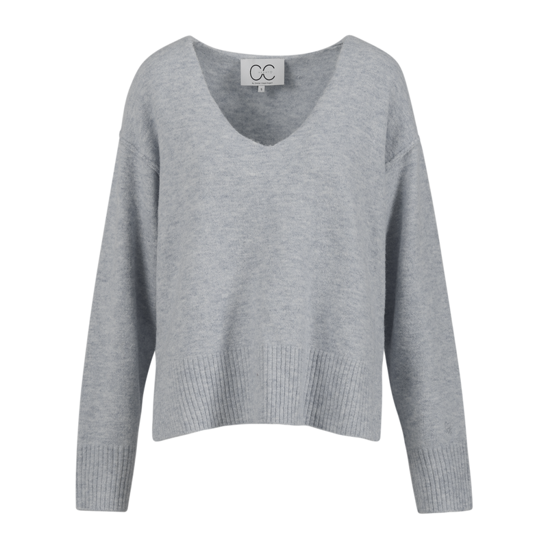 CC Heart CC HEART EMERIE V-HALS SWEATER Knitwear Light grey melange - 129