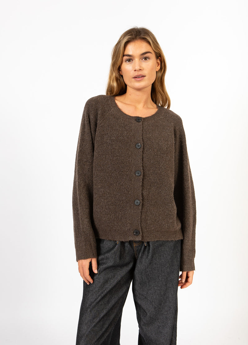 CC Heart CC HEART EMMA O-UDSKÆRING STRIKKET CARDIGAN Knitwear Chocolate melange - 388