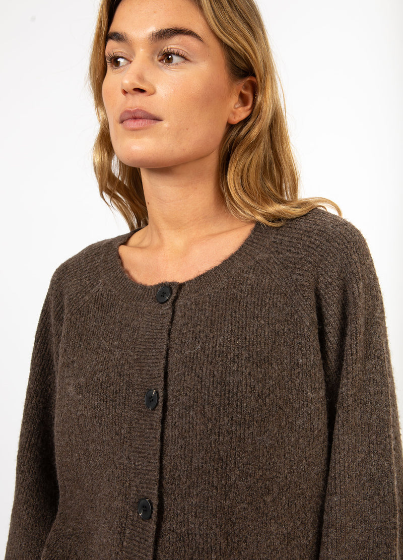CC Heart CC HEART EMMA O-UDSKÆRING STRIKKET CARDIGAN Knitwear Chocolate melange - 388